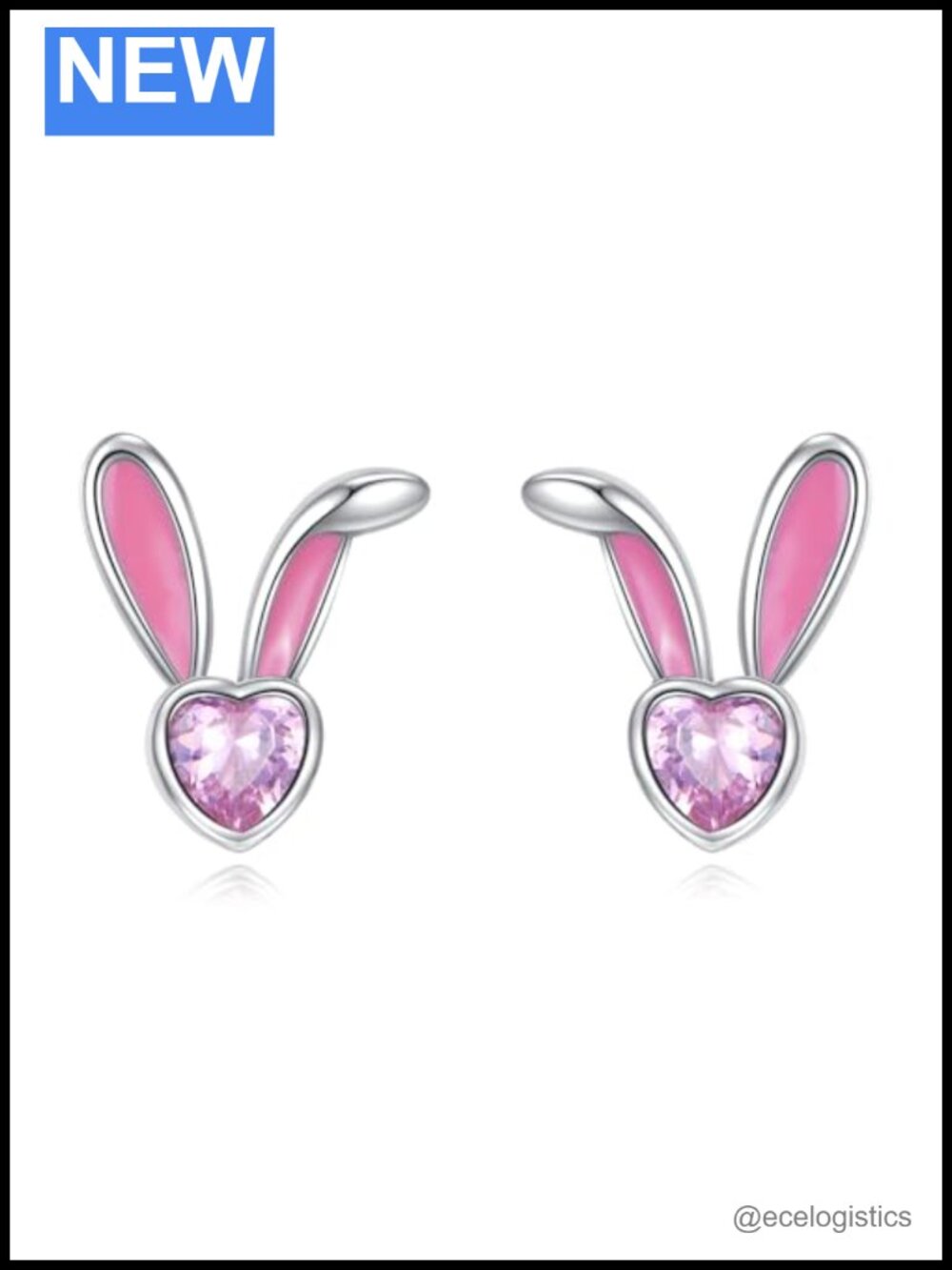 925 Sterling Silver Rabbit Stud Earrings Hypoallergenic Bunny Push Back
